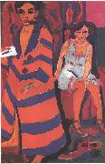 Ernst Ludwig Kirchner Selfportrait with model oil painting artist